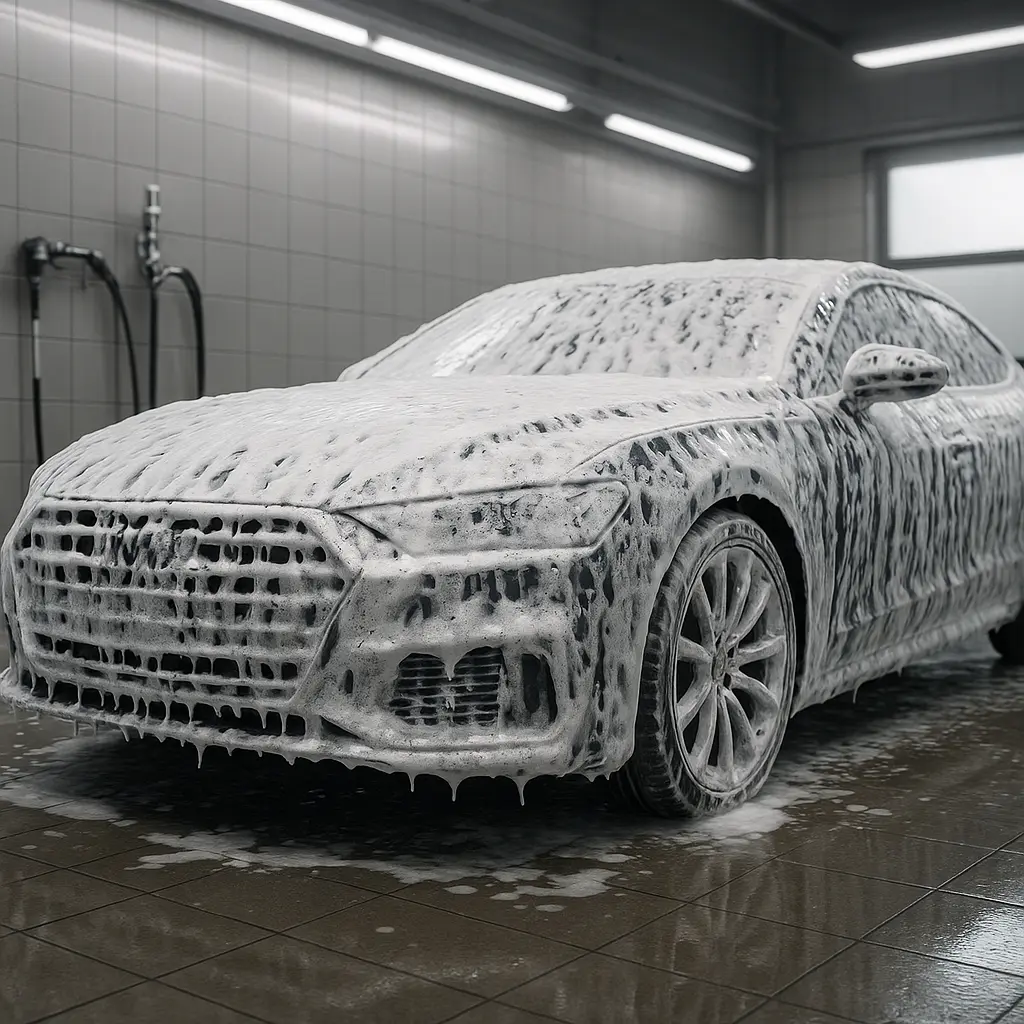 Auto Handwäsche mit Schaum